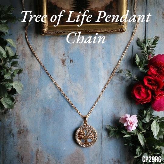 Tree of Life Pendant Chain - Rose Gold